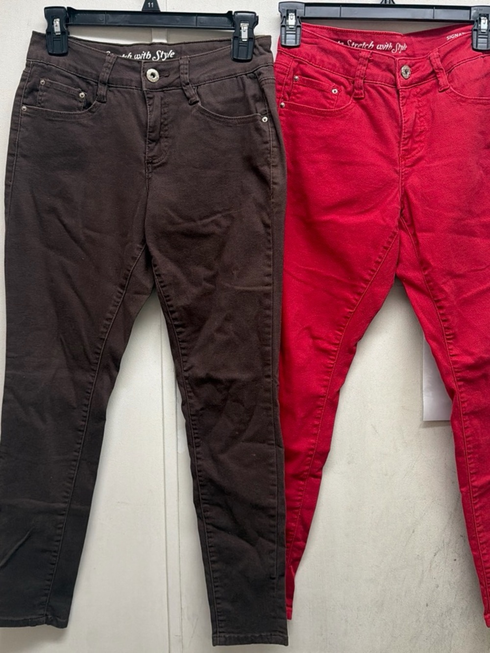 Brown and Red Stretch Skinny Pants Duo